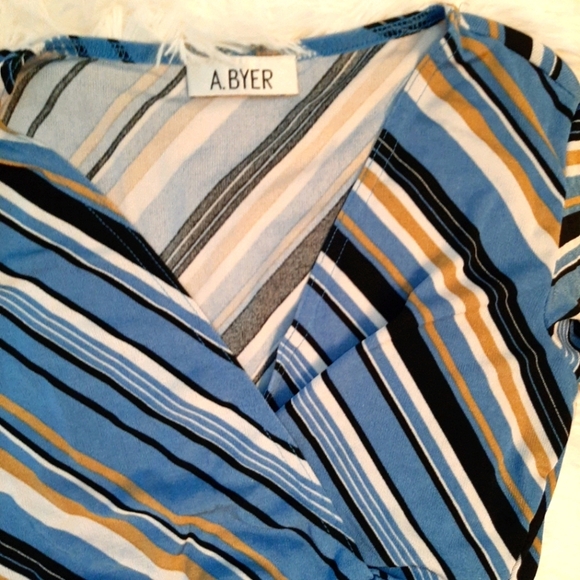 3/$12💥 ABYER black blue gold striped blouse - Picture 3 of 3